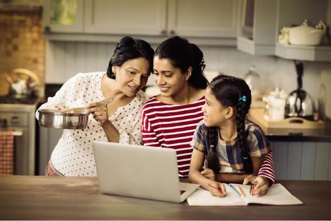 Family cooking together