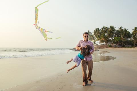 Father and son having a good time